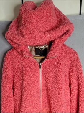 J. Crew Coral Pink Sherpa Zip Hoodie